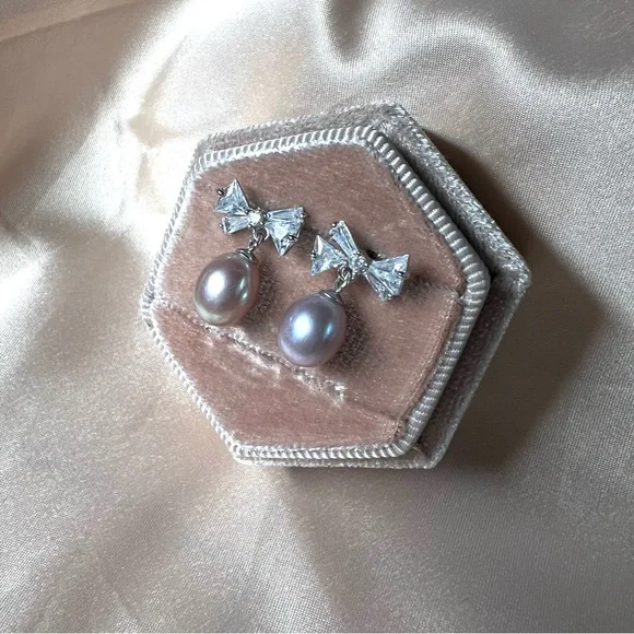 Genuine Fresh Water Pearl Earrings 925 Sterling Silver Teardrop Pearl - Picture 6 of 10